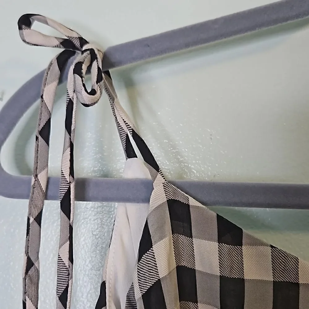 Dress The Population blk/wh checkered gingham ruffled dress.NWT. Size L.